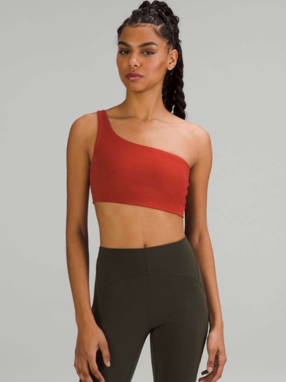 Lululemon Ribbed Nulu Asymmetrical Yoga Bra Cayenne Size 2